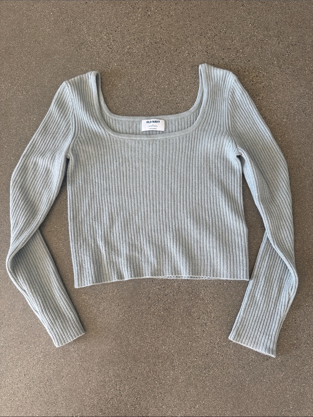 Old Navy Ribbed Scoop Neck Long Sleeve Crop Top - Pale Gray